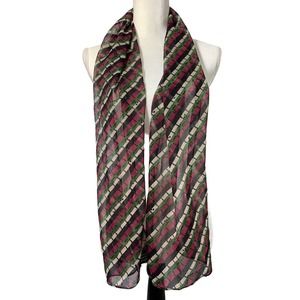Isabella Womens Scarf Wrap Black Cranberry Green Tan Print Rectangle Sheer India